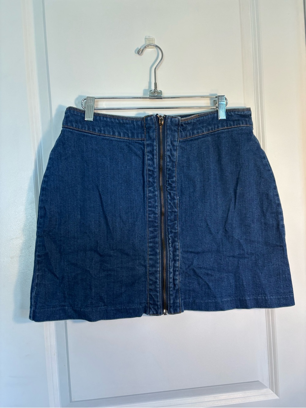 H&M Denim Front-Zip Mini Skirt - Blue